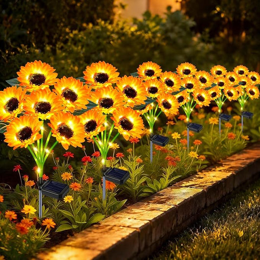 Solar Sunflower Lights Outdoor Flower Lights,6 Pack 36 Sunflower Waterproof Lights for Outside Party Gardening Gifts Mother's Day for Patio Yard Pathway Party Housewarming Gift
