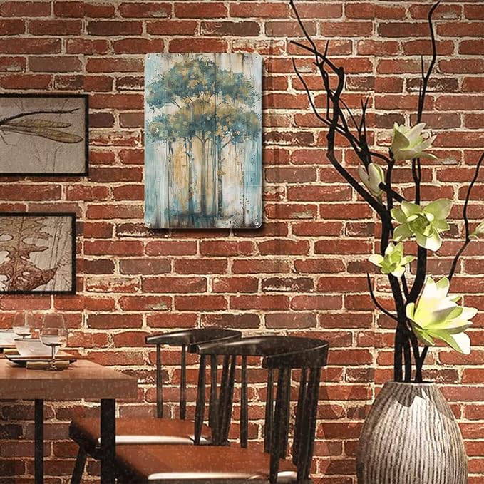 Metal Sign Tin Sign Vintage Wall Art Shabby Chic Umbrella Tree Tin Sign for Vintage Wall Art Rustic Home Decor and Distressed Wood Pan Garden Sign for Restaurant 6×8 Inches