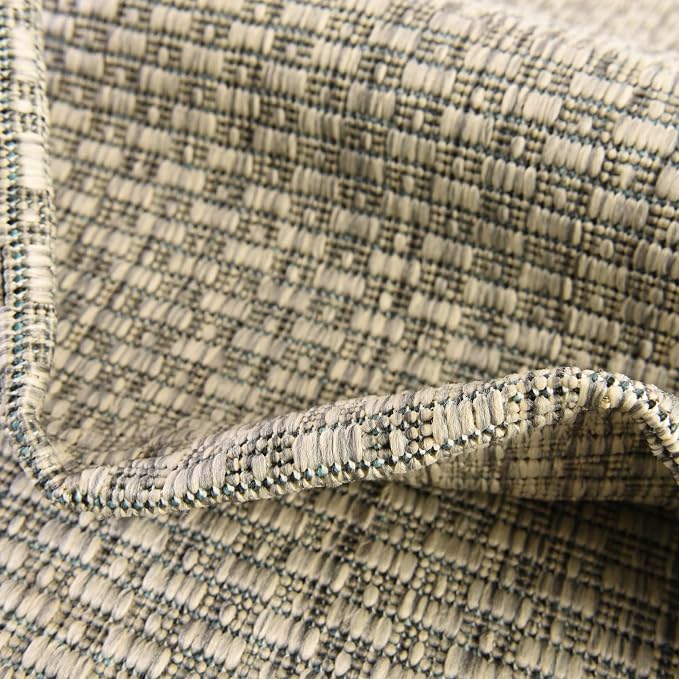 Unique Loom Collection Casual Transitional Solid Heathered Indoor/Outdoor Flatweave Area Rug (2' 7" x 12' Runner, Light Gray/Ivory)