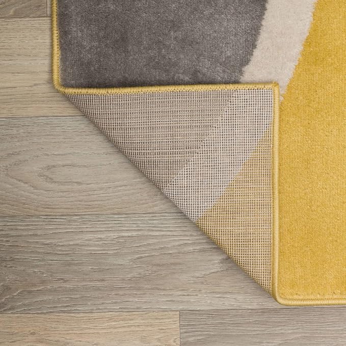Rugshop Abstract Circles Contemporary Area Rug Yellow 7'10" x 10'2" | Fade-Resistant, Rectangular, Size 7'10" x 10'2", Living Room, Bedroom, Dining Room, Home Office, Kitchen, Entryway, Hallway