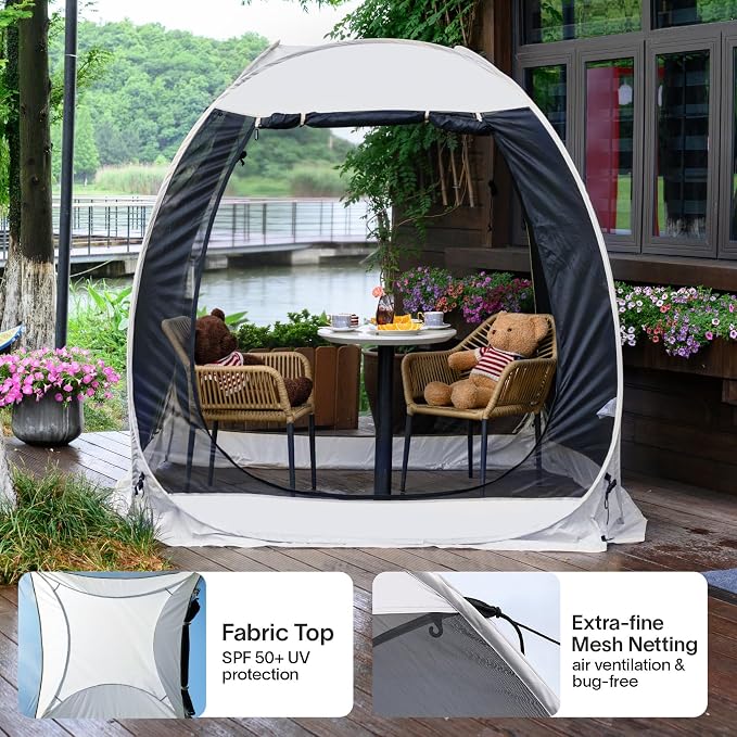 Alvantor Pop Up Screen House Tent, Instant Outdoor Gazebo with Mosquito Netting & UPF 50+ Sun Protection, Portable Canopy Shelter for Patio, Backyard, Camping (2-10 Person)