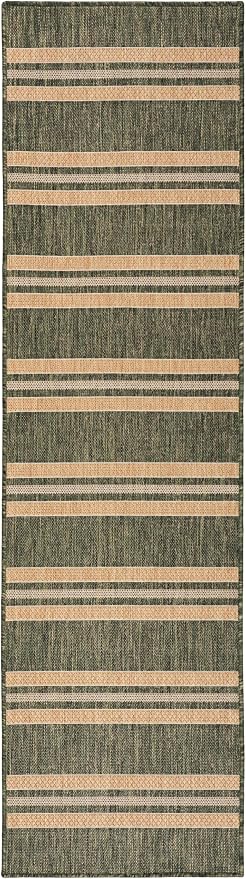 Nourison Home Horizon Indoor/Outdoor Green 2' x 6' Area Rug - Easy Clean, Non Shedding, Bed Room, Living Room, Dining Room, Kitchen (6' Runner)