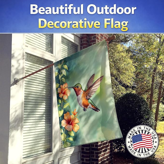 Caroline's Treasures Rufous Hummingbird House Flag Large Porch Sleeve Pole Decorative Outside Yard Banner Artwork Wall Hanging, Polyester, House Size, Multicolor