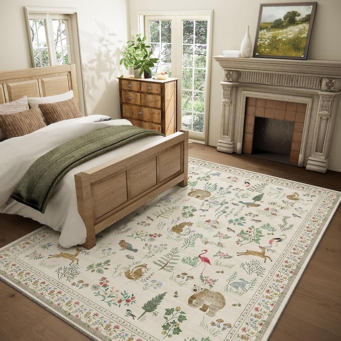 6x9 Area Rugs for Living Room: Washable Bedroom Rug Stain Resistant Non Slip Low Pile Soft Lightweight Soft Carpet Rugs for Kitchen Dining Room Farmhouse Nursery Kids Room Home Office Indoor