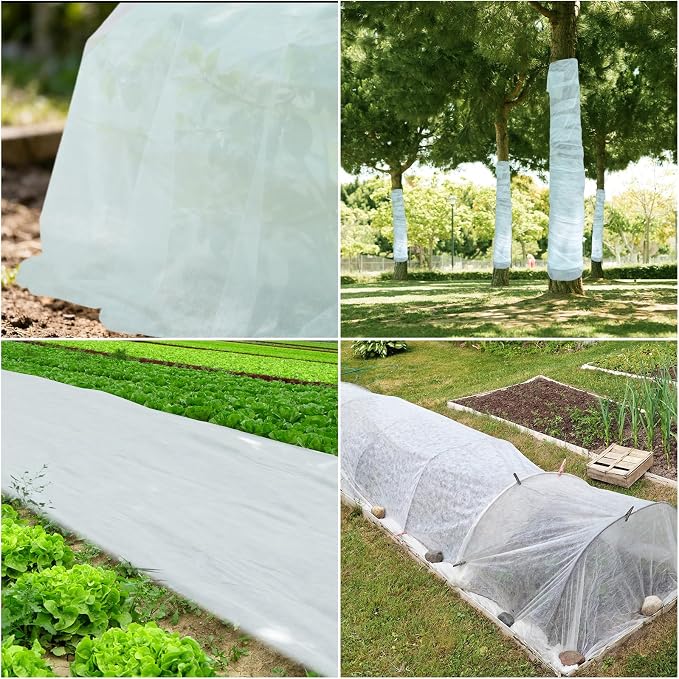 Plant Covers Freeze Protection, 10ft x 33ft Winter Frost Cloth Blankets for Outdoor Plants, 1.05oz/yd² Floating Row Cover Frost Protection for Gardens, Vegetables, Tree, Snow