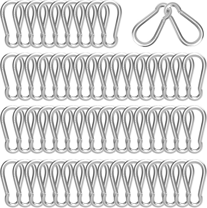 Heavy-Duty Carabiner Clip 1.57"–5.5", Black/Silver Spring Snap Hook, Quick Link Keychain Clip for Keys, Swing Set, Camping, Fishing, Hiking & Traveling (120–1350 lbs)