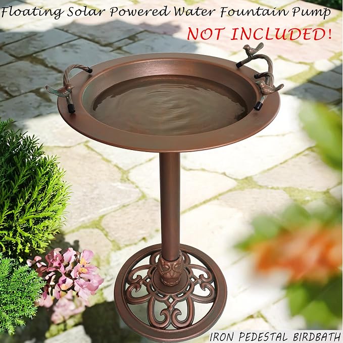 BSTGIFTS Metal Bird Bath - Iron Birdbath 28.5" H, Bird Bath for Water Fountain, Bird Feeder Bowl for Yard Patio Lawn Decor (Fountain Pump not Included)