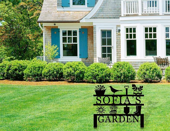 Customized Metal Garden Sign - Personalized Outdoor Address Plaque & Lawn Decoration Stake with Flower Design, Durable Weather-Resistant Garden Décor for Home, Yard, or Gift