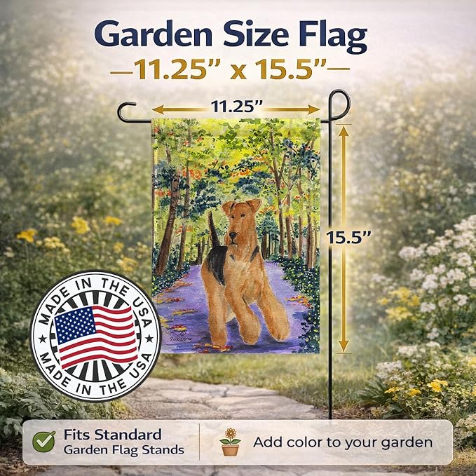 Caroline's Treasures SS8208GF Airedale Garden Flag Mailbox Flag Decorative Yard Flag Banner Outside Patio Artwork Yard Flower Beds, Garden Size, Multicolor