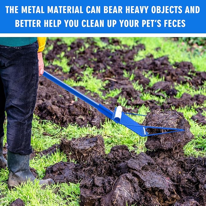 Lasnten 3 Sets Manure Fork with Long Handle, All Metal Head & Handle, Pitch Fork Manure Rake Heavy Duty Dustproof Muck Rake for Gardening Horse Stable Grass Hay Cleaning Farm Work (Blue)
