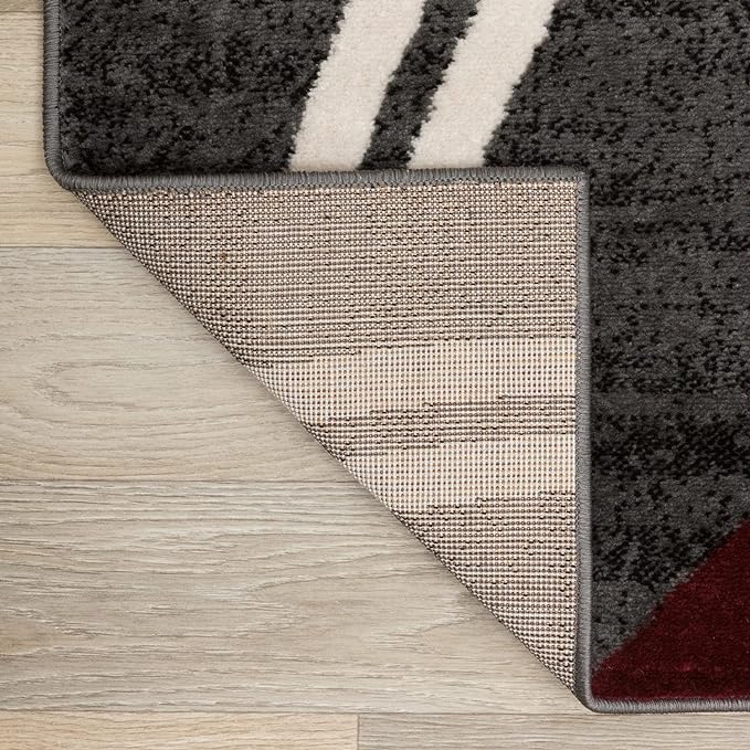 Rugshop Wavy Circles Modern Non-Shedding Runner Rug Red 2'7" x 12' | Rectangular, Size 2'7" x 12', Living Room, Bedroom, Dining Room, Home Office, Kitchen, Entryway, Hallway, Nursery, Kids Room