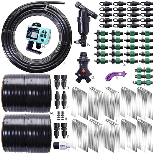 Automated Dripworks Drip Tape Irrigation Kit for Watering Row Crops in Farms (with Timer) - Waters Upto 20 100' Rows (1/8 Acre) | Agricultural Grade Components | Trusted Brand Since 1991