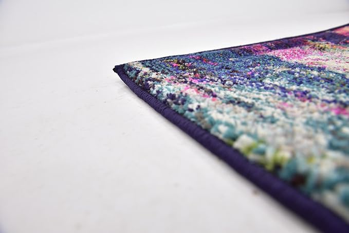 Unique Loom Chromatic Collection Modern Colorful & Vibrant Abstract Area Rug For Any Home Décor (2' 7 x 10' 0 Runner, Multi/ Light Blue)
