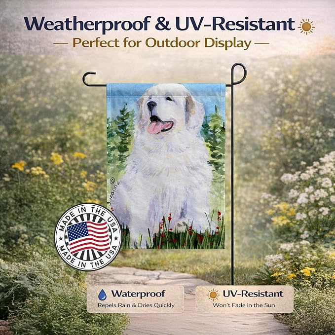 Caroline's Treasures SS8866GF Great Pyrenees Garden Flag Mailbox Flag Decorative Yard Flag Banner Outside Patio Artwork Yard Flower Beds, Garden Size, Multicolor