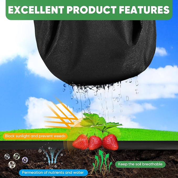 Non-Woven Thick Weed Barrier Fabric 3 FTx300 FT, 3.2oz Heavy Duty Weed Barrier Landscape Fabric, Ground Cover for Superior Weed Control, Easy Setup for Gardens, Landscaping, Flower Beds (Black)