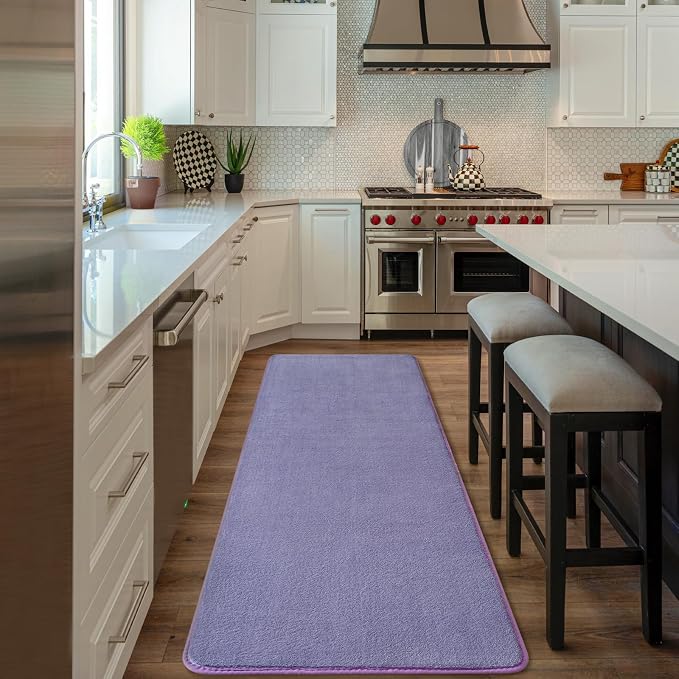Amearea Modern Soft Hallway Runner Rug, 2x6 Feet Purple Washable Runner Rug | Fluffy Bedroom Bedside Rugs, Indoor Non Slip Memory Foam Rug Carpet for Hallway Entrance Kitchen Living Room Decor