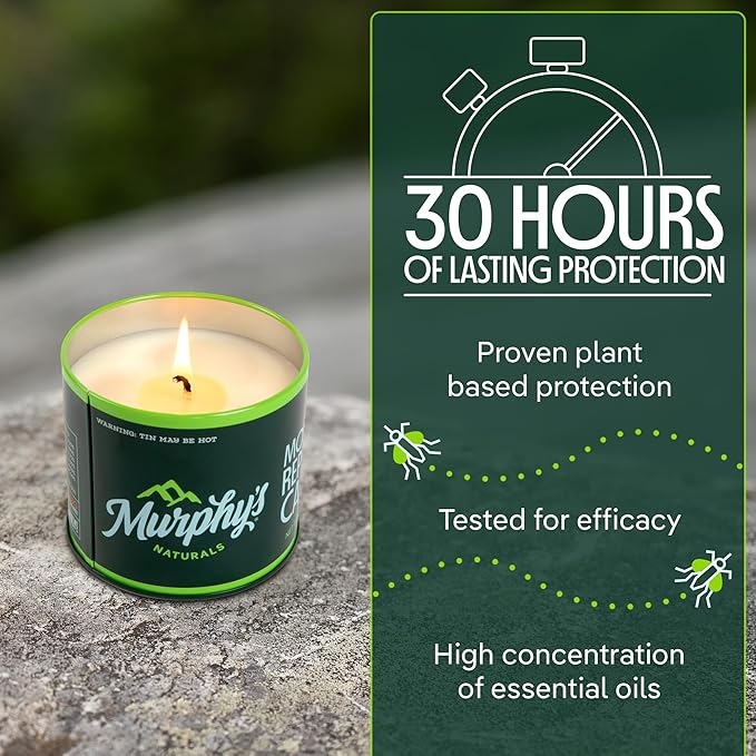 Murphy's Naturals Citronella Mosquito Repellent Candles, 3.5 oz (Pack of 9) | Soy & beeswax blend with rosemary, peppermint, citronella & lemongrass oils; 3.5 oz candles, 14-hr burn for patio & outdoors