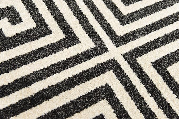 Unique Loom Athens Collection Classic Geometric Modern Border Design Area Rug (2' 0 x 6' 0 Runner, Black/ Beige)