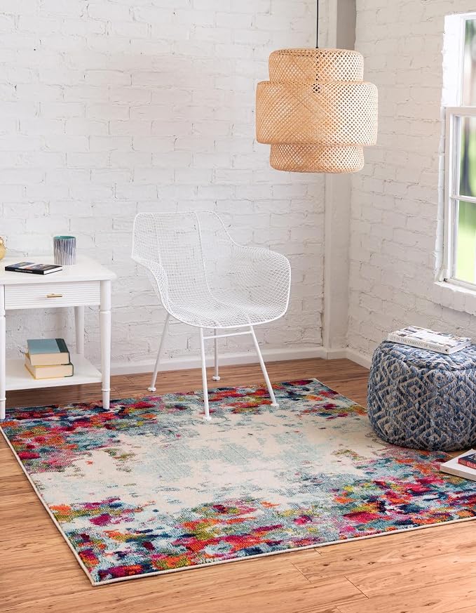Unique Loom Chromatic Collection Area Rug - Joyous (4' Square Multi/Blue)