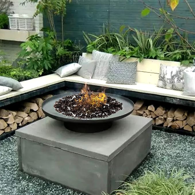 Onlyfire 10 lbs Fire Glass Rocks 1/2 Inch, Reflective Tempered Glass for Propane Fire Pit & Gas Fireplace, High Luster Firepit Glass Stones for Fire Table, Bronze (Multicolor Options Available)