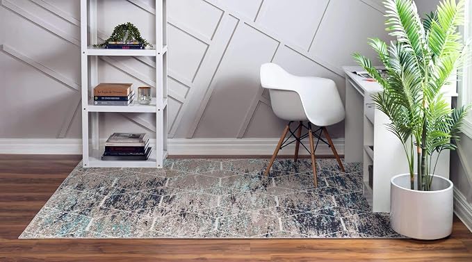 Unique Loom Trellis Frieze Collection Area Rug - Geometric (7' x 10', Blue Multi/ Ivory)