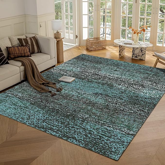 Washable Area Rug - 1/6 Thick - Stain & Water Resistant Non-Slip - Resistant Rug for Living Room, Bedroom, Nursery, Pet & Child Friendly, Vintage Charm Area Rugs (Green, 3' x 5 ')