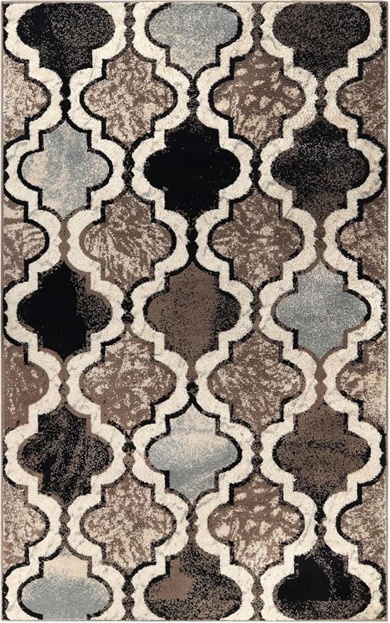 Superior Indoor Washable Rugs, Oversize Area Rug, 10'x14', Ivory | Modern Geometric Trellis Floor Décor, Easy Care High Traffic Areas Living Dining Room, Bedroom, Entryway, Viking Collection