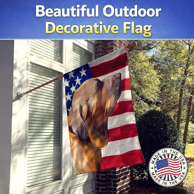Caroline's Treasures CK6522CHF Fila Brasileiro Dog American Flag House Flag Large Porch Sleeve Pole Decorative Outside Yard Banner Artwork Wall Hanging, Polyester, House Size, Multicolor