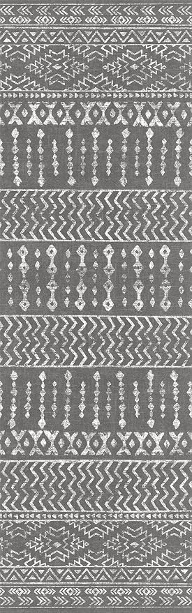 Art&Tuft 2'6"x8 Runner Rug Non Slip, Washable Rug Runners for Hallways,Grey | Low Pile, Moroccan Soft & Lighweight, Folable, Stain Resistant 2.5x8ft Carpet Runner for Entryway,Kitchen,Living Room,Bedroom