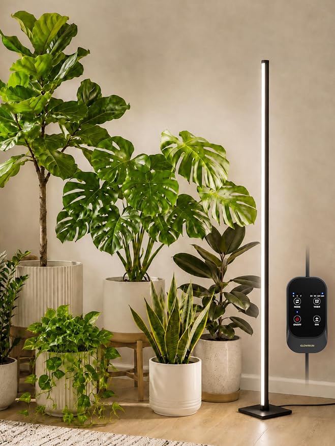 GLOWRIUM Grow Lights for Indoor Plants, 36W Vertical Plant Grow Lights with Auto-Timer, Full Spectrum LED Standing Plant Grow Light, 3 Light Modes, 6-Level Dimmable (60in)