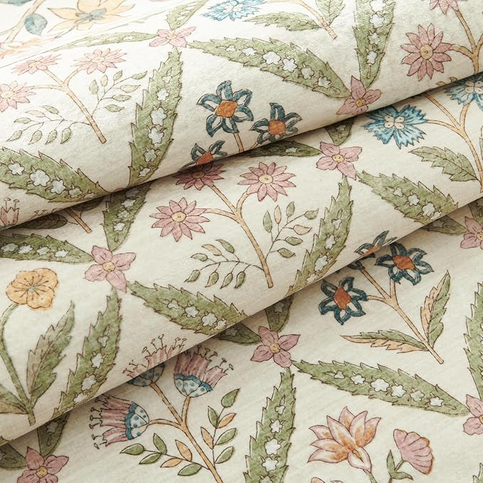 jinchan 5x7 Vintage Floral Washable Living Room Area Rug, Sage Green | Soft & Lightweight, Checkered Floral, Low Pile, Non Slip, Bedroom, Dining Room, Girls Room, Home Office, Cottage Decor