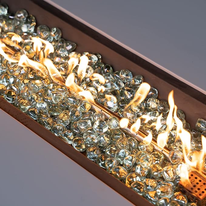 Onlyfire 10 lbs Fire Glass Diamonds 1 Inch, Reflective Fire Pit Glass Rocks for Propane & Natural Gas Fireplace, High Luster Multi-Faceted Stones, Crystal Ice (Multicolor & Blends Available)
