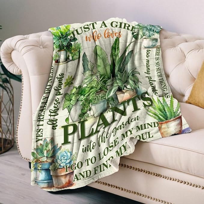 Plant Blanket for Plant Lover,50 * 60in Throw Blanket for Women Girls