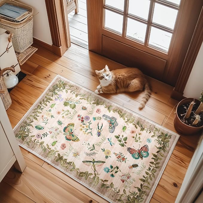 2x3 Washable Small Rugs for Entryway: Door Mat Indoor Entrance Throw Rug Non-Slip Low Pile Soft Kitchen Rug for Front Door Indoor Entrance Bedside Entry Kids Room