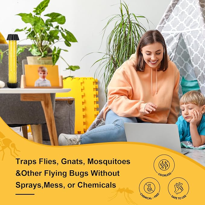 Qualirey 8 Pcs Fly Traps for Indoor Outdoor Hanging Fruit Fly Trap Sticky Mosquito for Home Insect 10 x 2.5 Inches