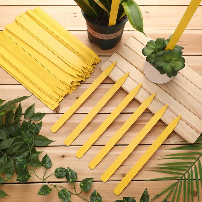 Weysat 200 Pcs 12" Wood Plant Labels for Field or Containers Plant Tags Wood Garden Labels for Seedling Stakes Markers Nursery Seed Tags with Smooth Surface for Pot Herbs Flowers Vegetables (Yellow)