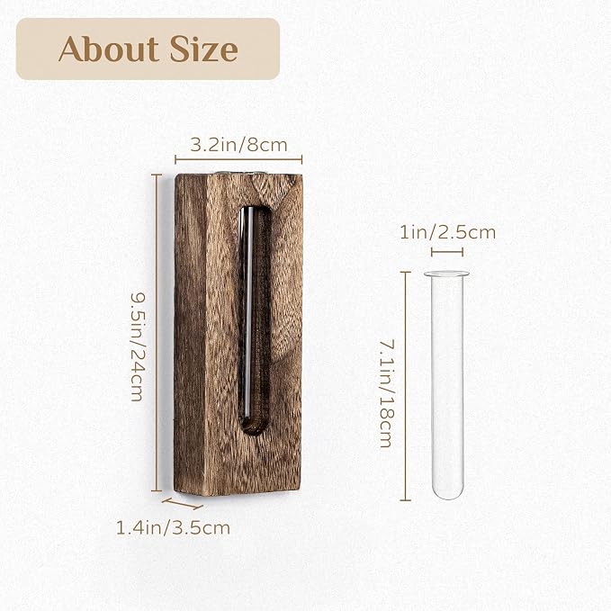 Wall Hanging Plant Propagation Station: Wood Farmhouse Wall Decor for Livingroom Kitchen - Hanging Glass Planter Tubes for Indoor Dried Flowers Eucalyptus Gifts for Women Plants Lovers
