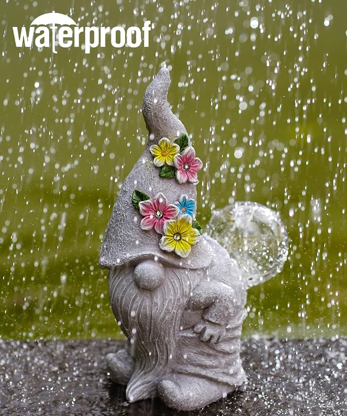 Qeeman Garden Decor Gnome Blow Bubbles: Outdoor Decorations | Yard Art Statues for Patio Balcony Lawn Figurine Gifts for Mom Grandma