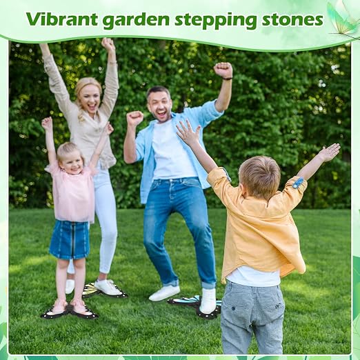 Landical 6 Pcs Stepping Stone Garden Stepping Stones Walkway Decorative Stone for Garden Decor Outdoor Flower Beds Yard Decorations (Butterfly)
