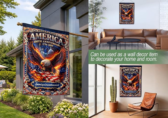 250th Anniversary Patriotic Design, 1776-2026 Commemorative, 250 Anniversary Usa Flag, Garden Flags For Outside, Front And Back Print 4 (30x40 Inch)