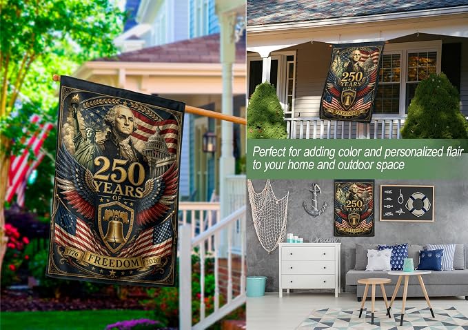 250 Years Of Freedom Flag, American 250th Anniversary Patriotic Design, 1776-2026 Commemorative, Garden Flags For Outside, Double-sided Display, 250th Anniversary USA Commemorative Flags 5 (30x40 Inch)