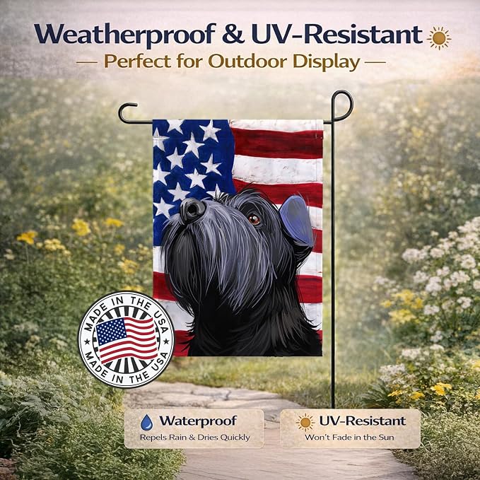 Caroline's Treasures CK6725GF Standard Schnauzer Black American Flag Garden Flag Mailbox Flag Decorative Yard Flag Banner Outside Patio Artwork Yard Flower Beds, Garden Size, Multicolor