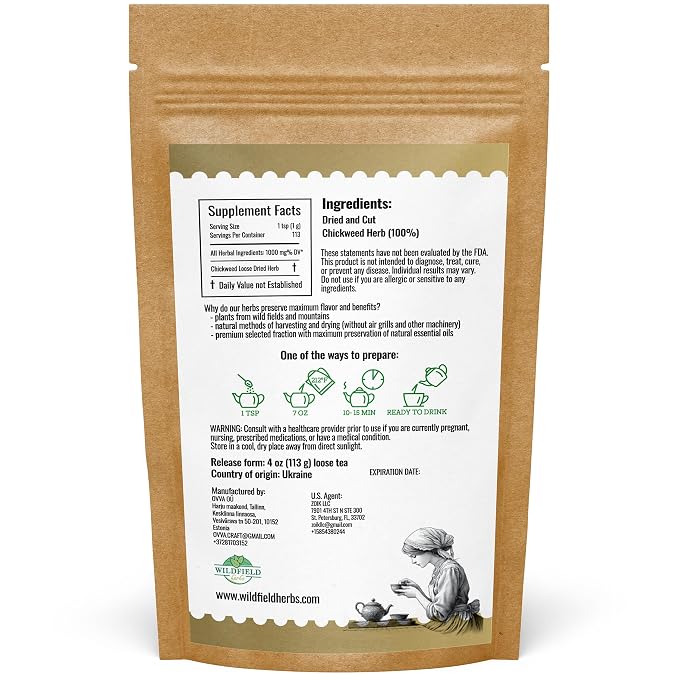 4 oz. Chickweed Herb Chickweed Tea (Stellaria Media) - 113g (4 oz) Herbal Tea Hierba De La Gallina Capiqui
