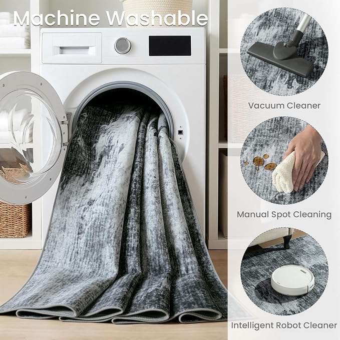 6x9 Large Abstract Watercolor Gradient Area Rug Machine Washable | Low Pile Non-Slip Non-Shedding Aesthetic Carpet for Living Room, Dining Room, Office, Mid-Century Modern Home Decor