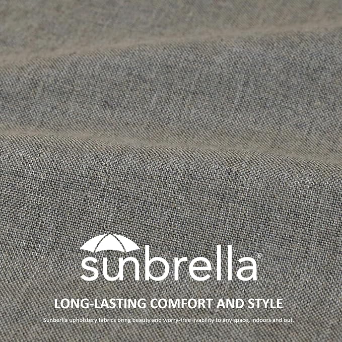 Sunbrella Square Corner Seat Cushions, 19" x 19" x 3", Set of 4, Indoor Outdoor Water Repellent Universal Chair Pads with Ties for Patio Furniture, Garden Dining Chairs, Cast Shale