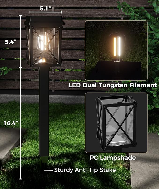 XMCOSY+ Solar Lights Outdoor, 8 Pack 50LM Bright Solar Pathway Lights, IP65 Waterproof 3-in-1 Garden Light for Yard Backyard Driveway Walkway Landscape Path (Warm/Cool White)