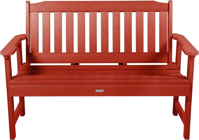 highwood Lehigh Garden Bench, 4 Feet, Rustic Red