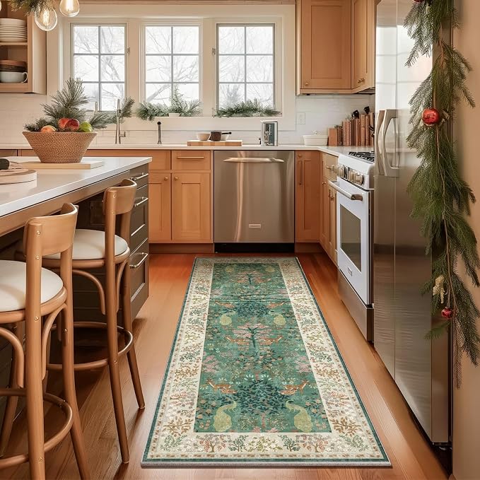 Runner Rug Washable Kitchen Runner: 2'6"x8' Hallway Runner Stain Resistant Non Slip Low Pile Soft Carpet Runners Rug for Entryway Bedroom Hallway Beside Bathroom Laundry Room
