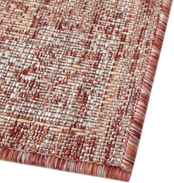 Unique Loom Outdoor Traditional Collection Area Rug - Valeria (7' 10" Octagon, Rust Red/ Ivory)