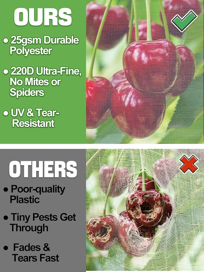 6pcs 4ft x 5ft Insect Bird Netting for Garden - Ultra-Fine Blueberry Bush Netting Cover with Drawstring for Garden Protection Flower Tomato, Plant Protectors from Animals